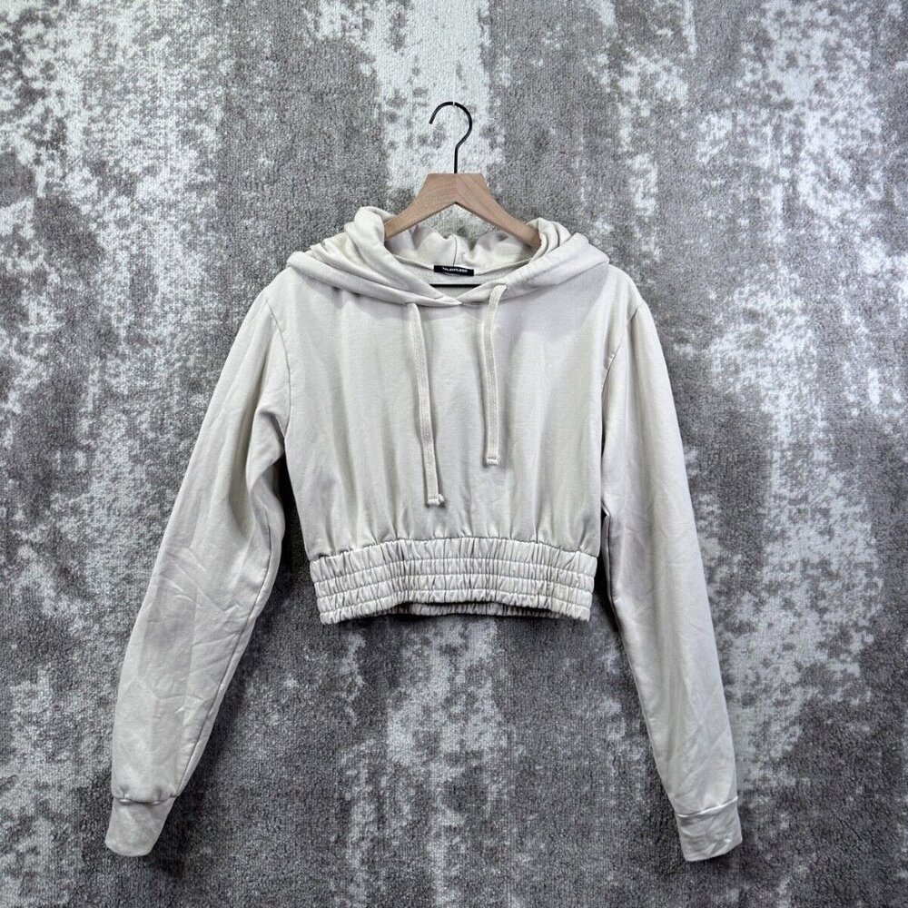 Talentless Sweater Medium Womens Dusty White Pullover Cropped Terry Sweater